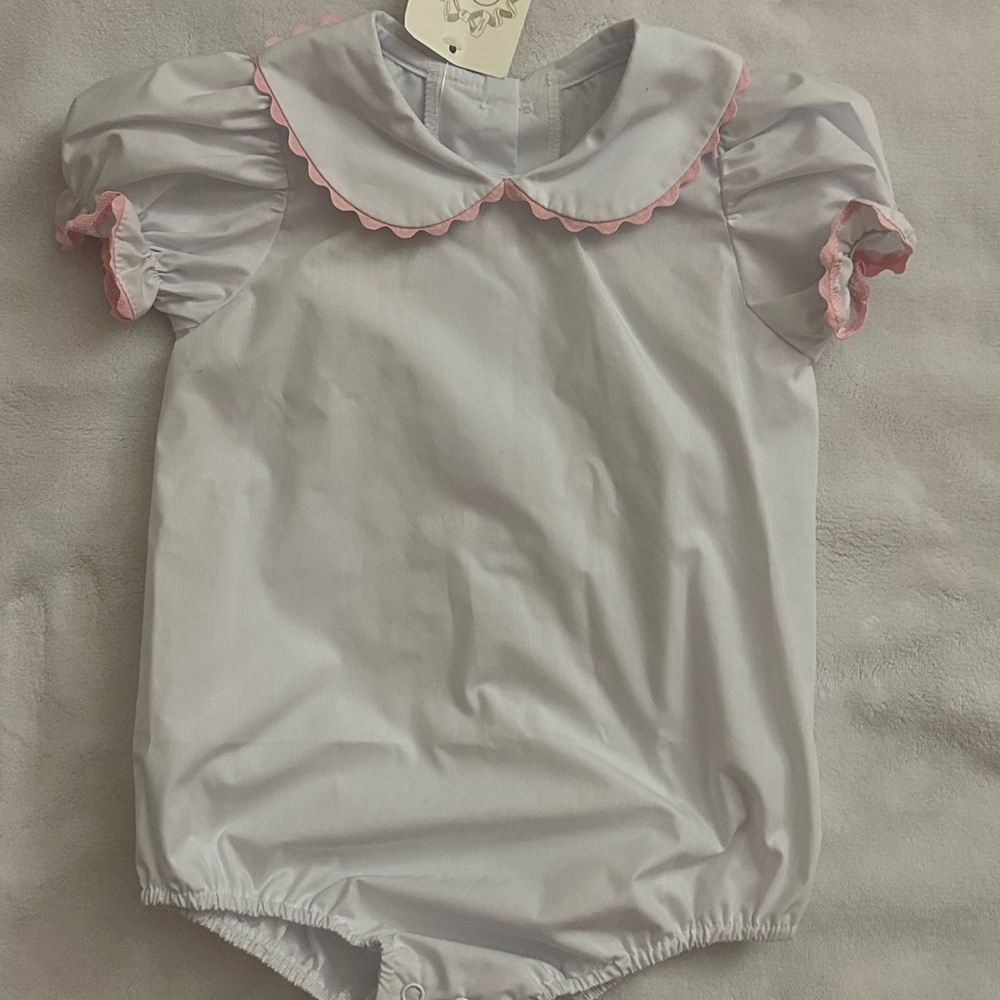 Adorable Baby Romper with Pink Trim